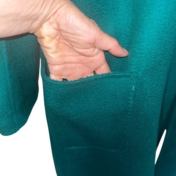 Womens Coat Size Small Green Wrap Robe Pockets Casual Belted Pure Wool - Picture 7 of 12